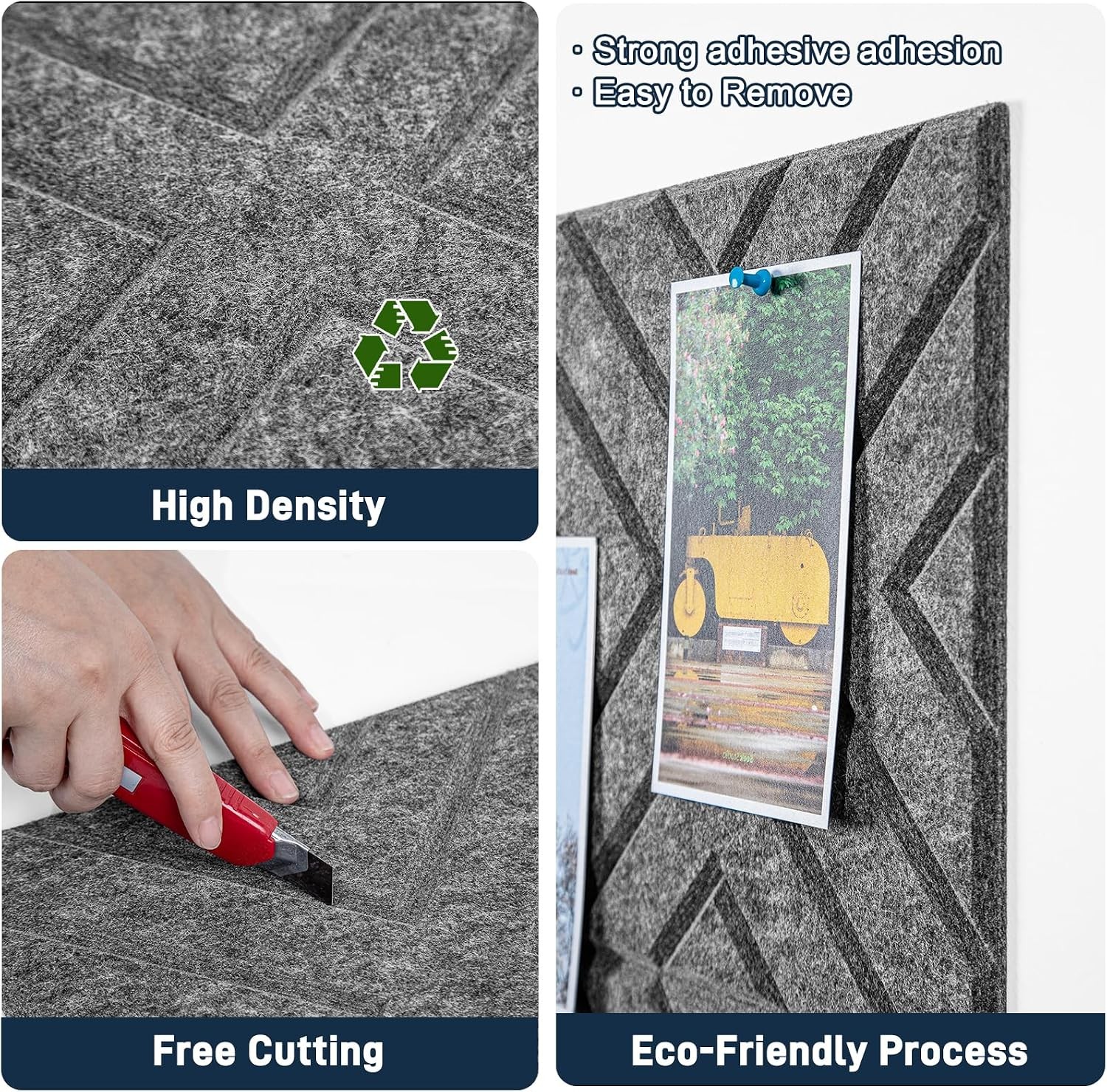 6-Pack 11.8″x11.8″ Felt Pin Board Tiles, Grey – Wall Decor & Office