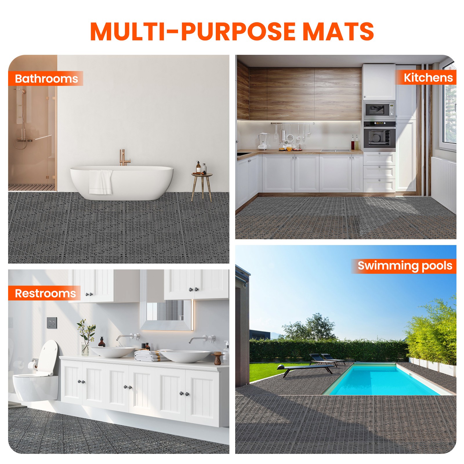 NAIZEA Interlocking Tile Drainage Tiles 12″x12″ Splicing Floor Tiles 24/36/50PCS