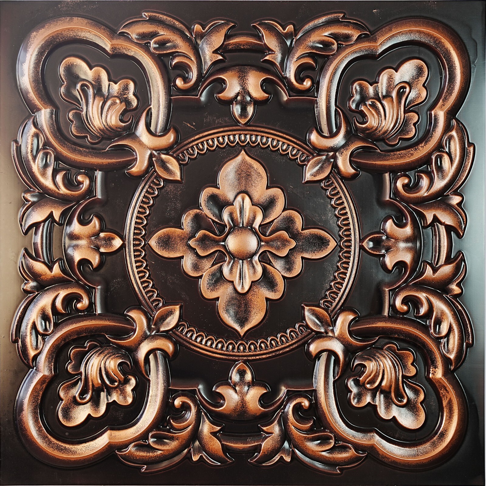 PVC Ceiling Tile 3D Embossed Wall Panel PL30 Traditional copper 10pc PAINTSDECOR