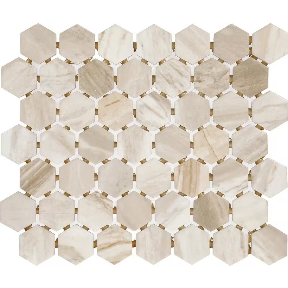 Stone Decor Accents Brisk Beige 10 In. X 12 In. Matte Ceramic Hexagon Mosaic Til