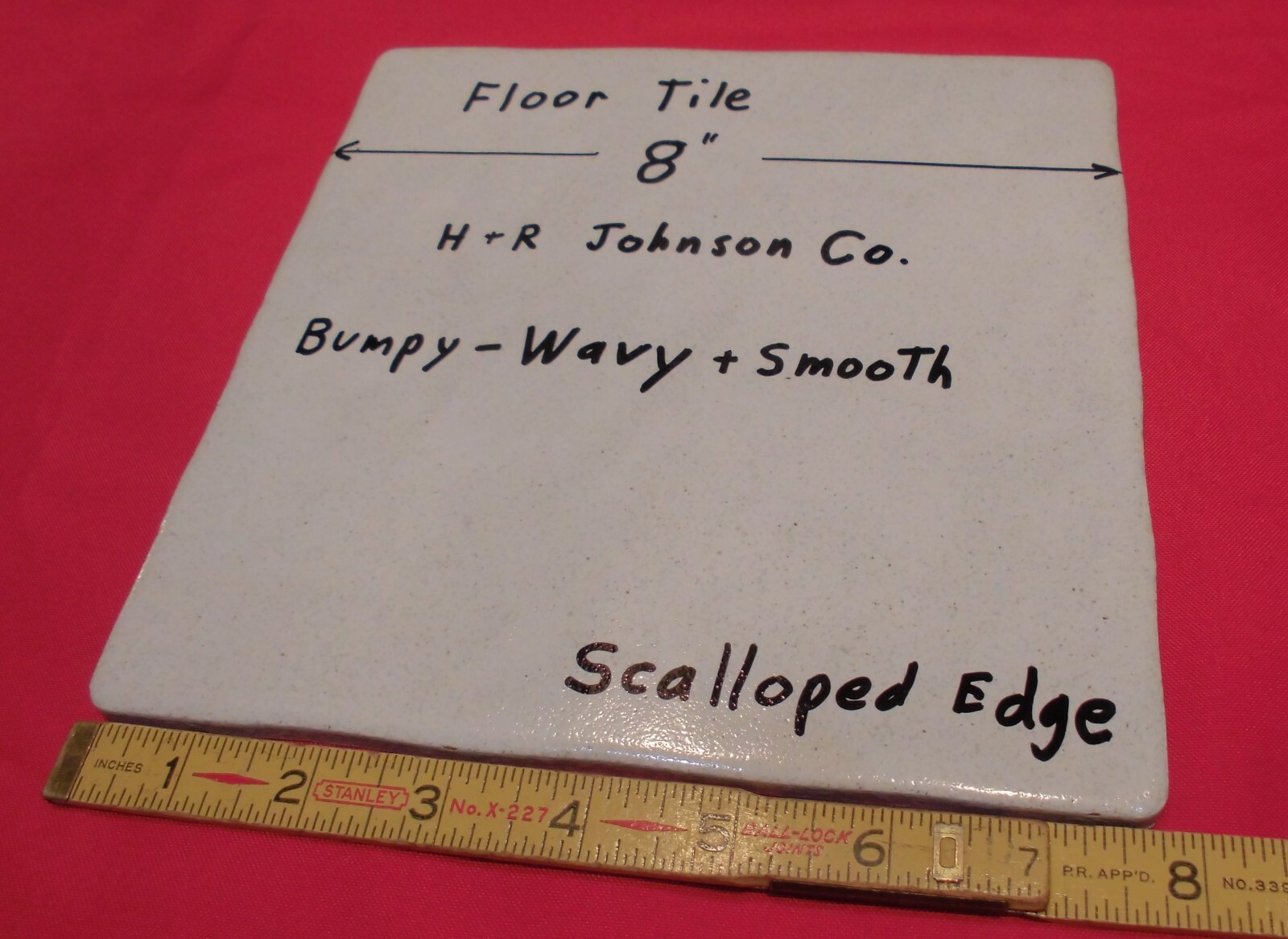 1 pc. Ceramic Floor Tile 8″ X 8″ *Off White-Peppered* Bumpy-Wavy-Scalloped NEW