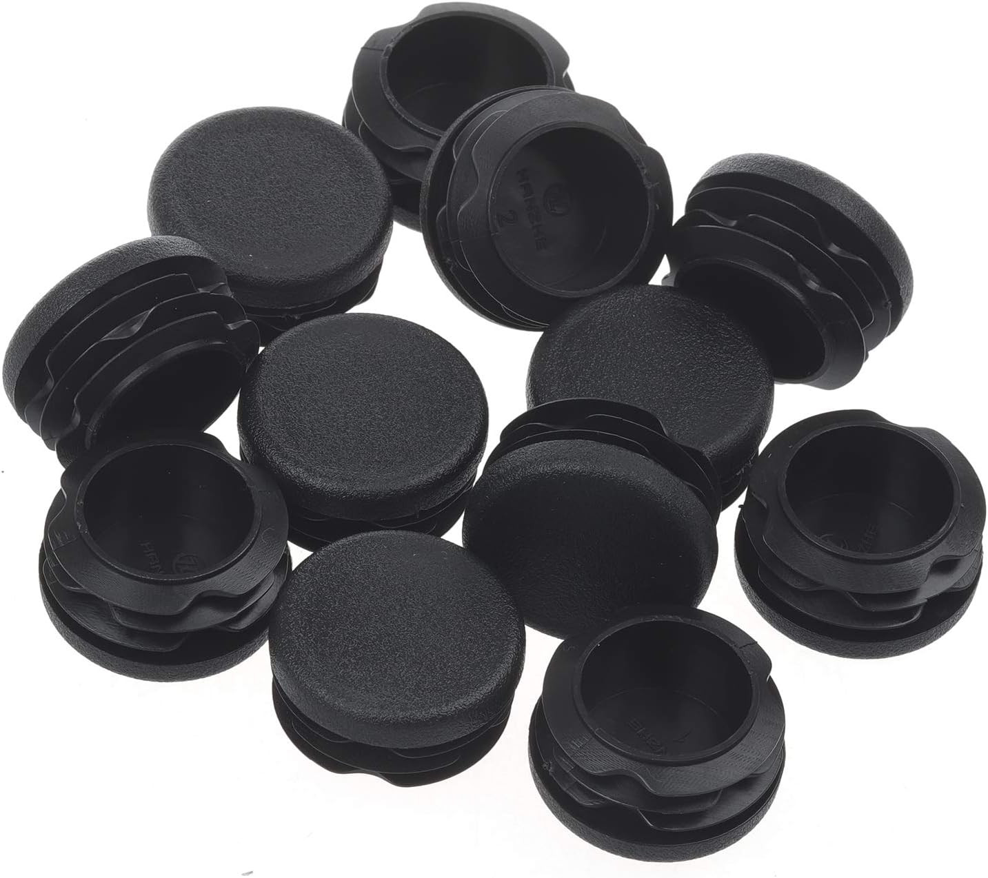 Paquete De 12 Tapones Redondos De Plastico Para Tubos 38Mm OD 1-1/2 Inch Negros