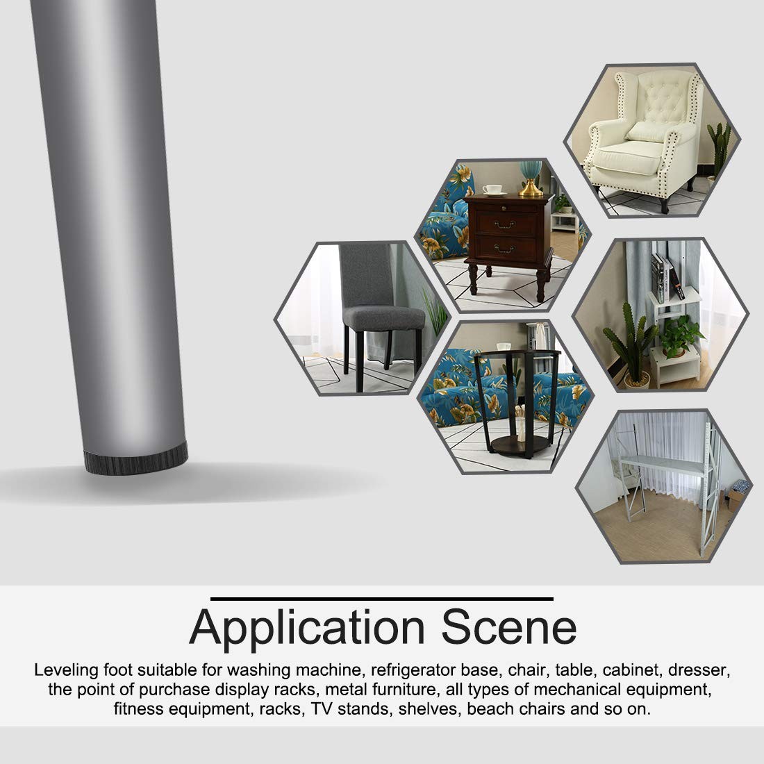 uxcell M8 x 15 x 40mm Leveling Feet Adjustable x 25 x 40mm,8pcs, Silver