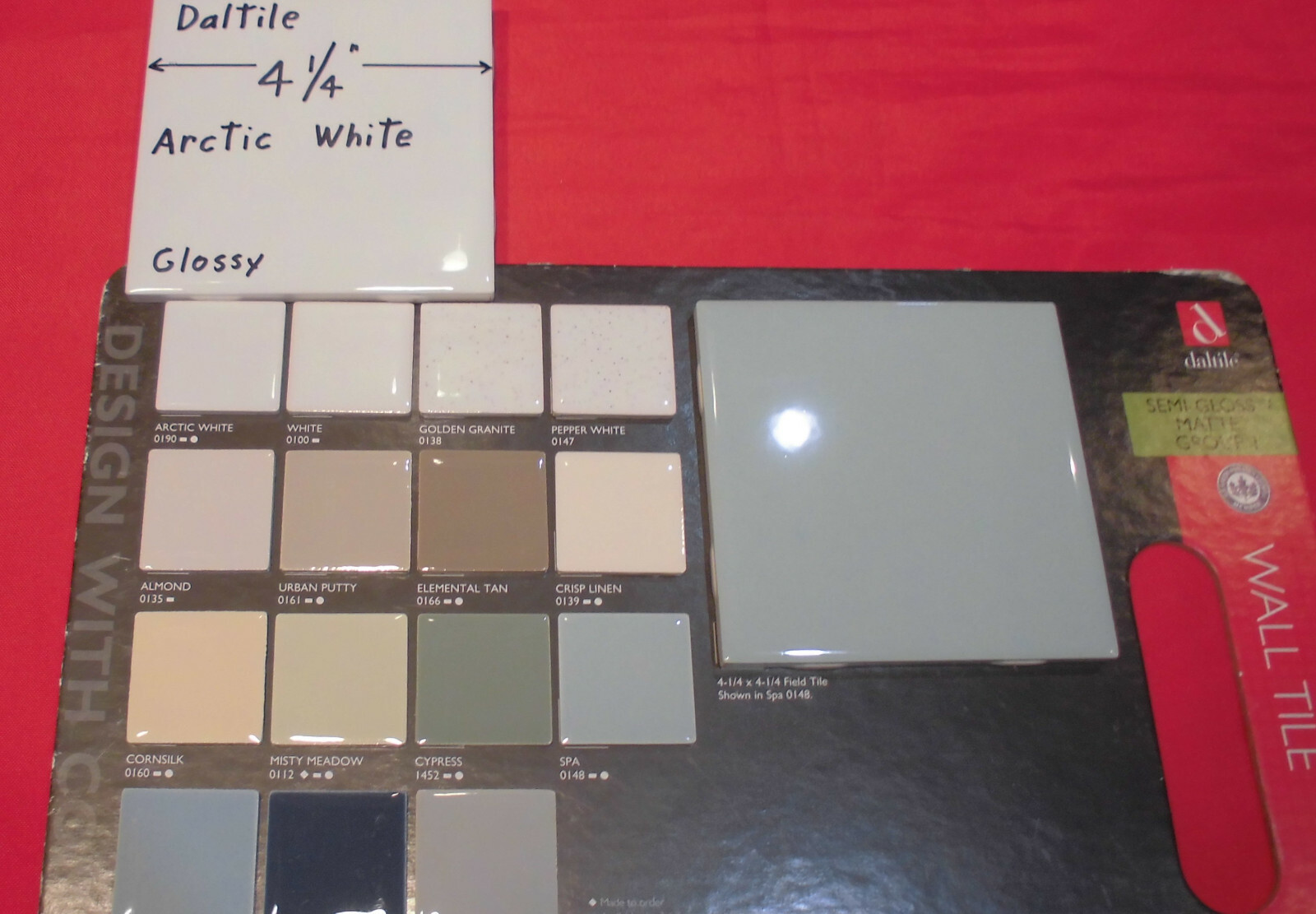 1 pc. *Arctic White* 4-1/4″ Square Glossy Ceramic Tiles by Daltile #190: NEW