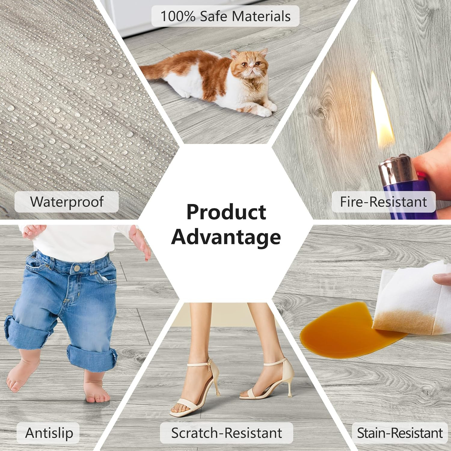 48″ X 7.2″ SPC Click-Lock Floating Floor Tiles (24 Sq. Ft), 10-Pack Luxury Wood