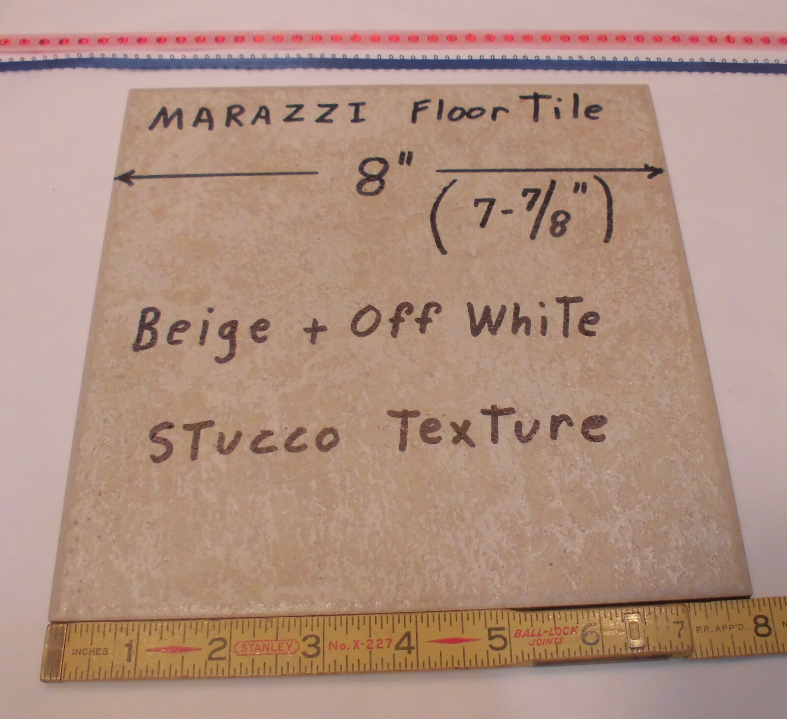1 pc. *Off-White – Beige* 8″ Ceramic / Porcelain Floor Tile; Stucco Textured NEW