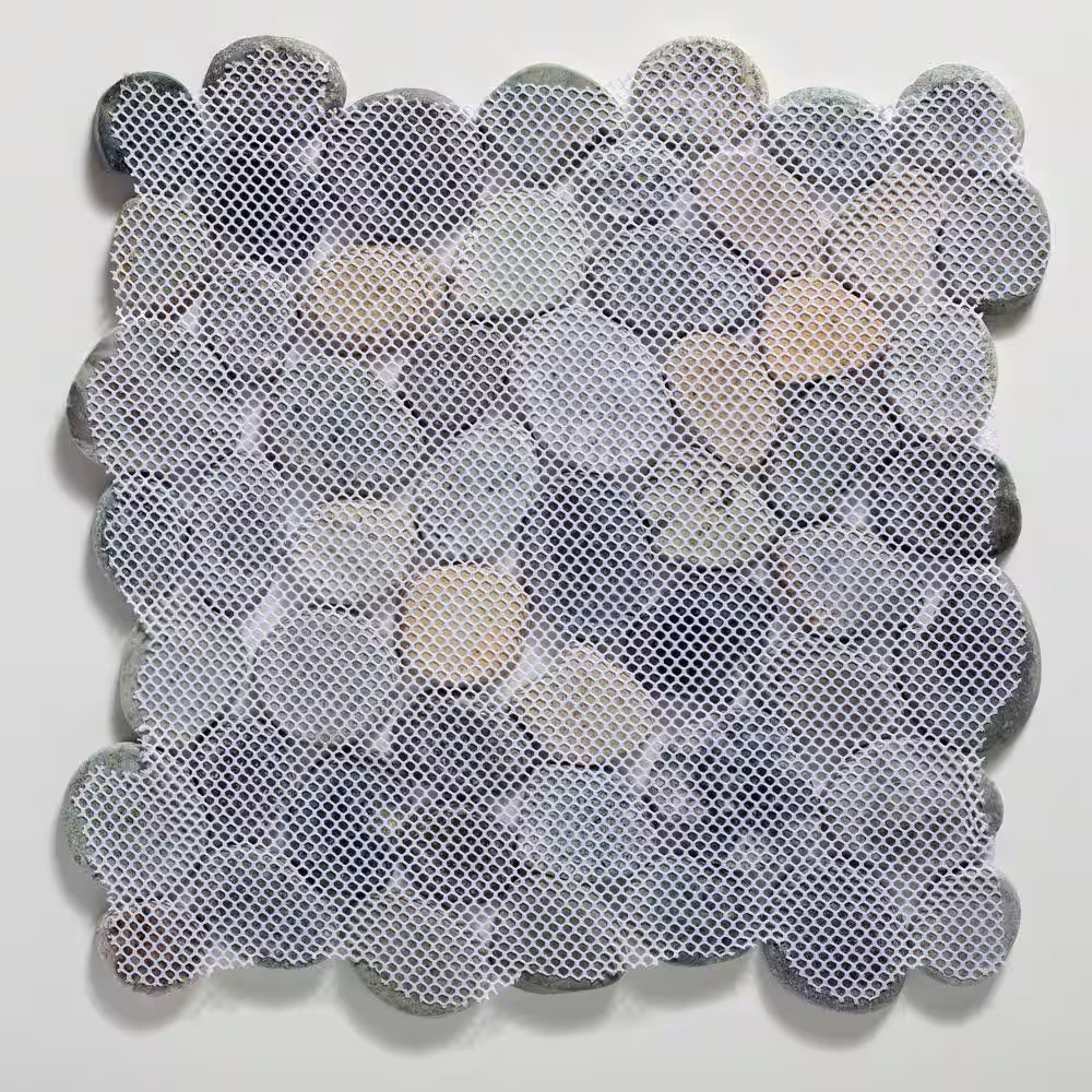 Sliced Pebble Tile River Grey 11-1/4 In. X 11-1/4 In. X 9.5 Mm Mesh-Mounted Mosa
