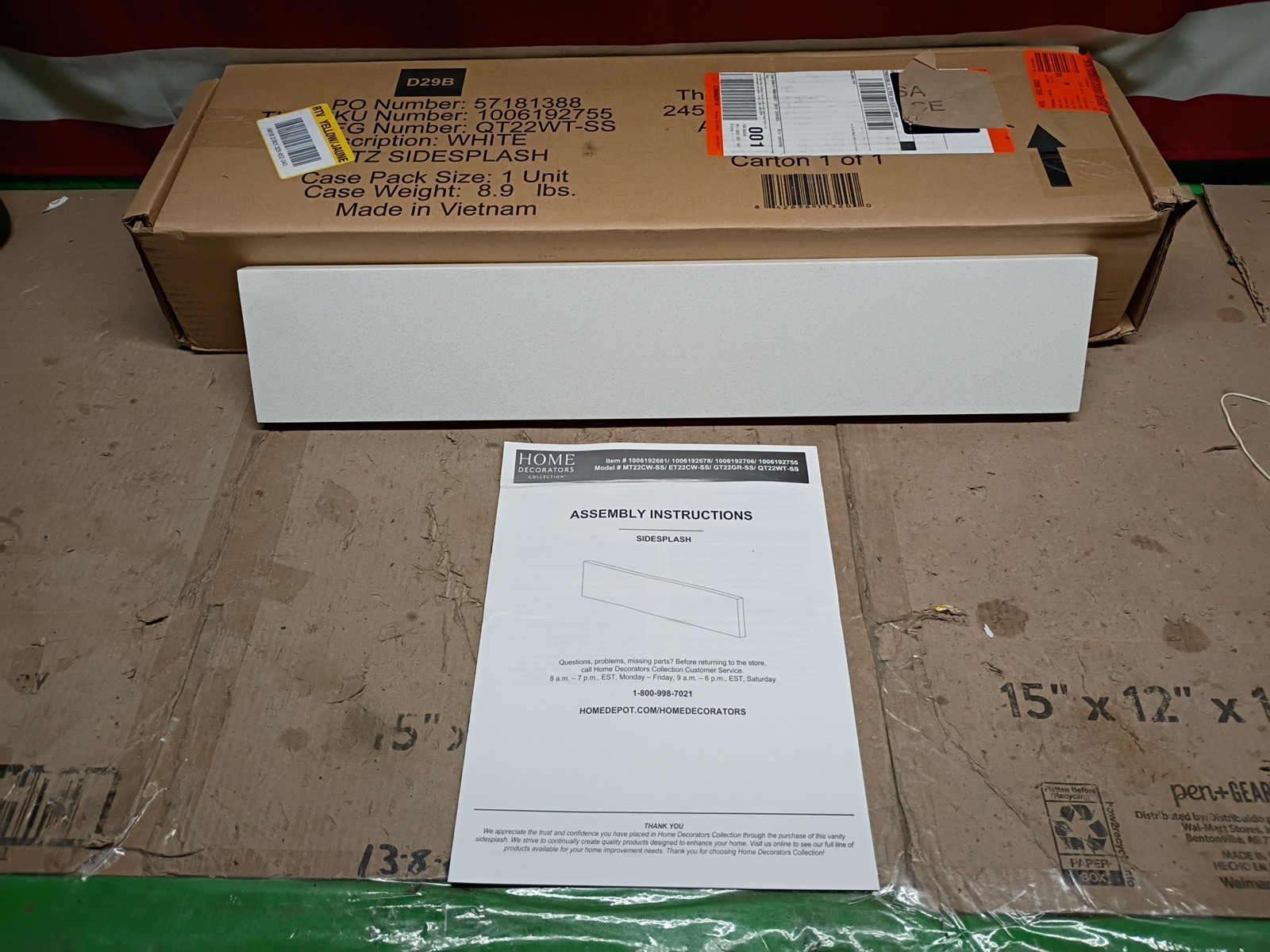 Home Decorators Bathroom Vanity Backsplash 21.25″ x 4″ x 0.78″ Quartz Warm White