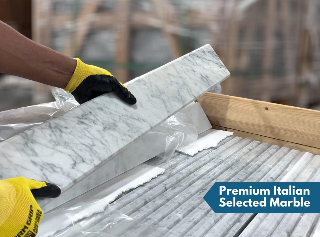 Italian White Carrara Honed Marble Double Bevel Threshold 5″x30