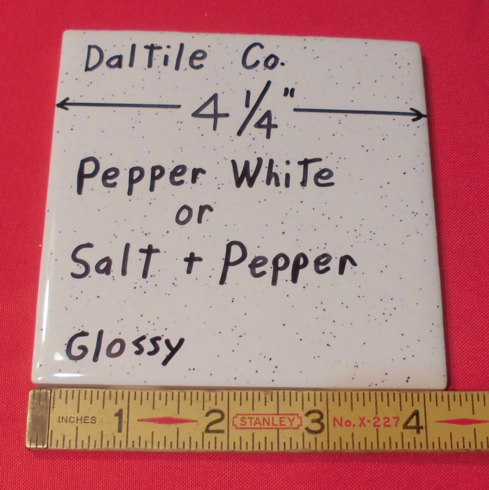 1 pc. Pepper White Glossy Ceramic Tile by Daltile 4-1/4″ Salt & Pepper, NEW