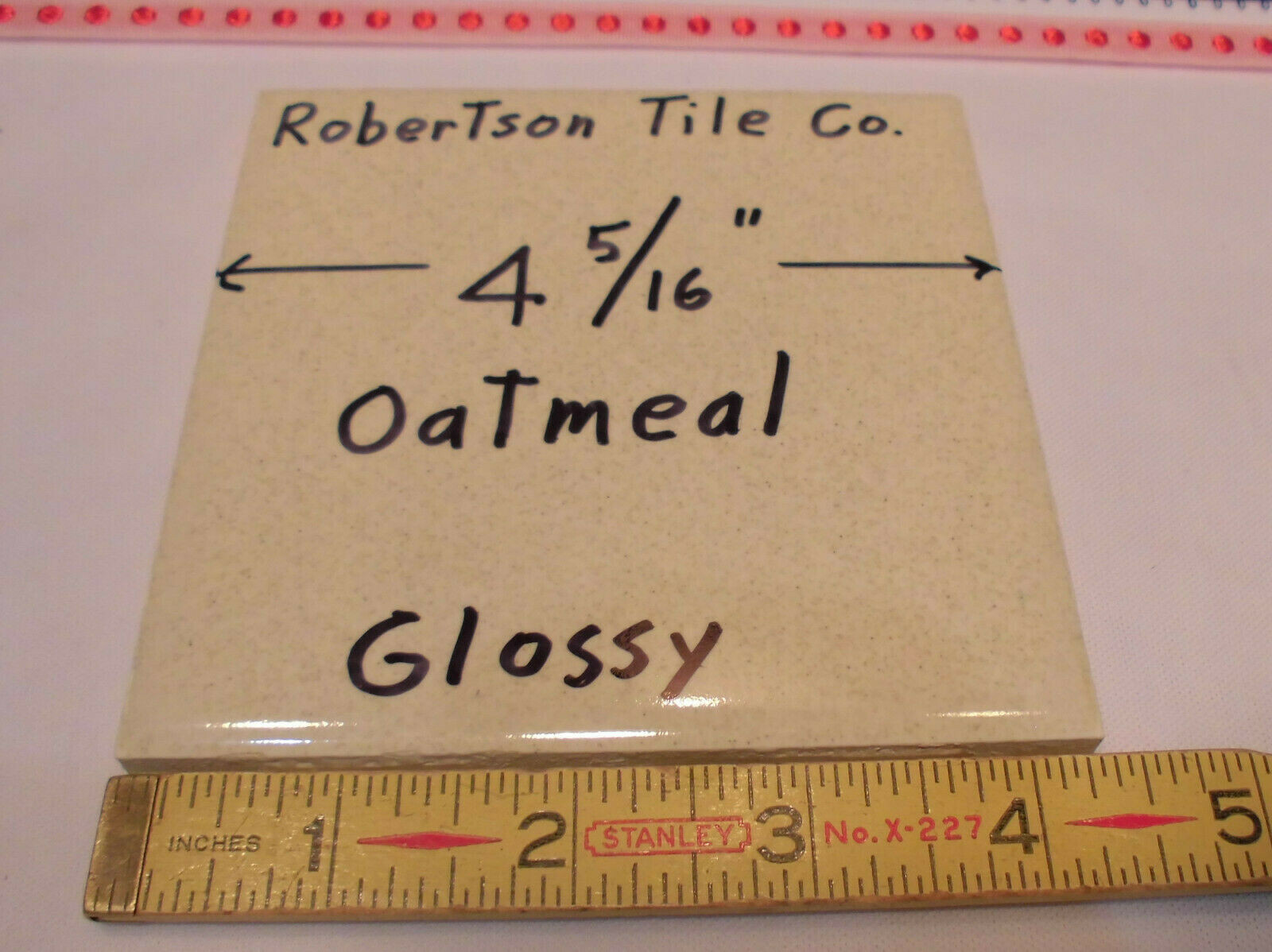 1 pc. Ceramic Tile *Oatmeal Color* 4-3/8″- 4-5/16″ Robertson Co. Cleaned Used