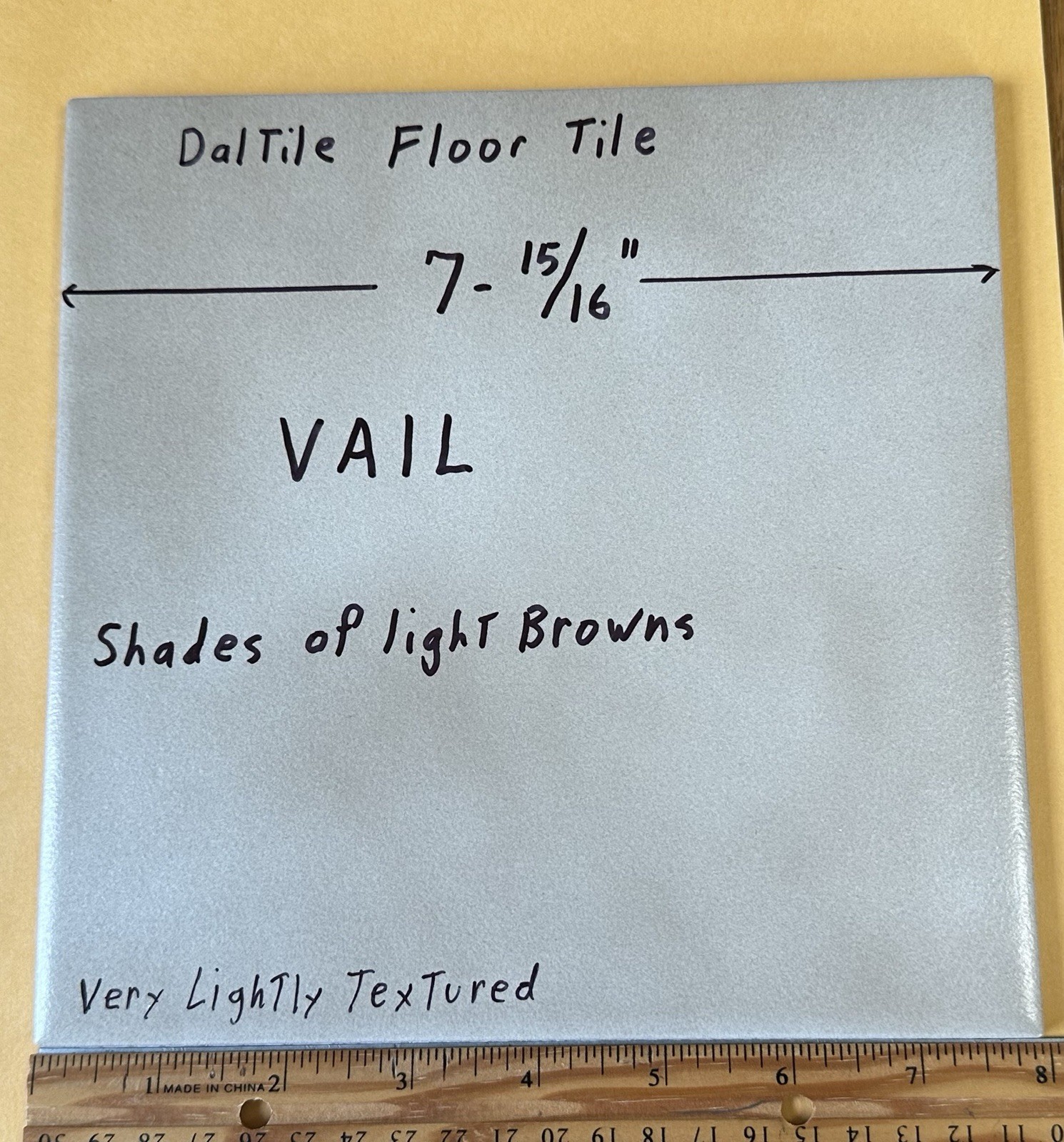 1 pc. Shades of light Browns: 8″ Daltile Ceramic Floor Tile: Vail 7-15/16″ New
