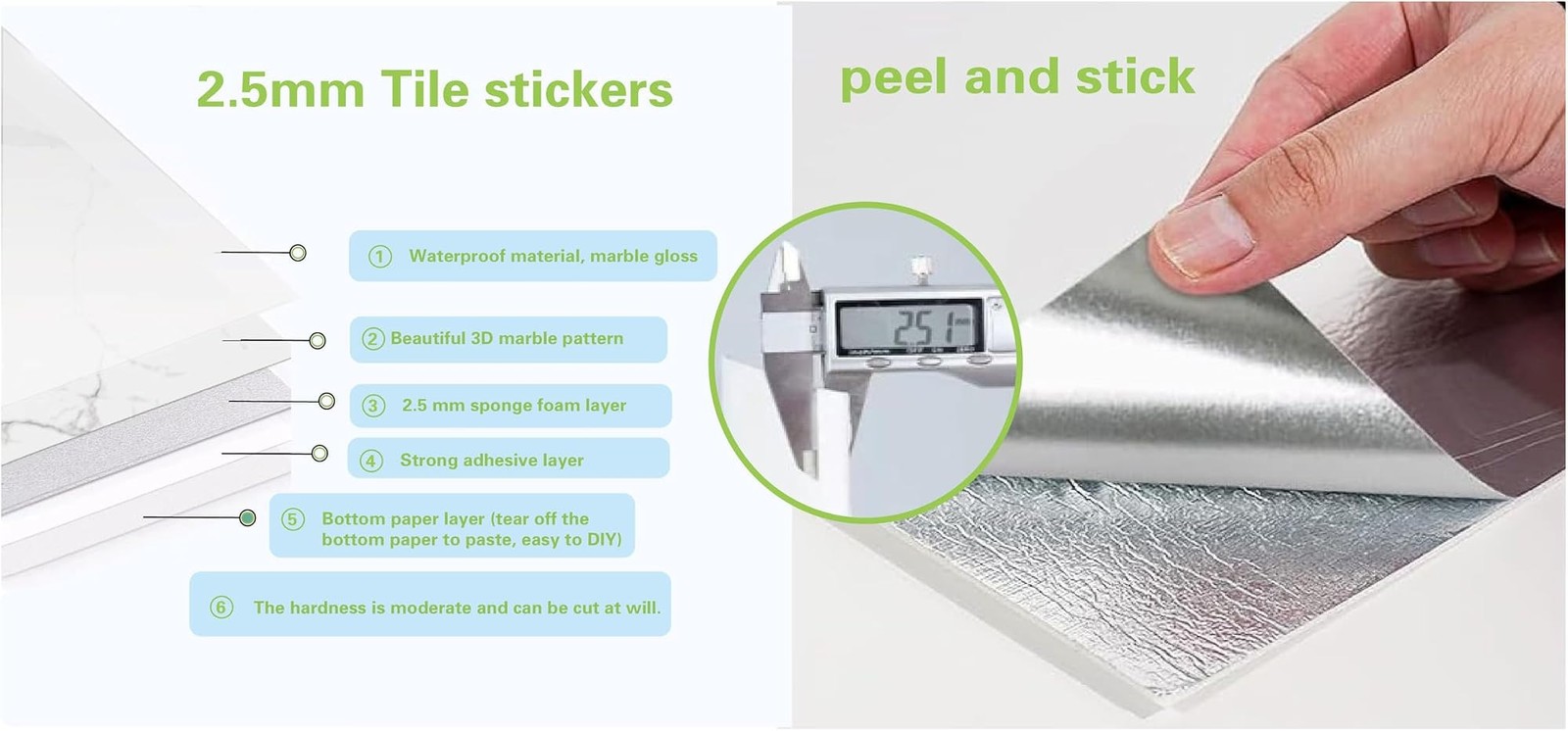10-Sheet Peel and Stick Backsplash Marble Look 12″X12″ Self Adhesive Wall Til…