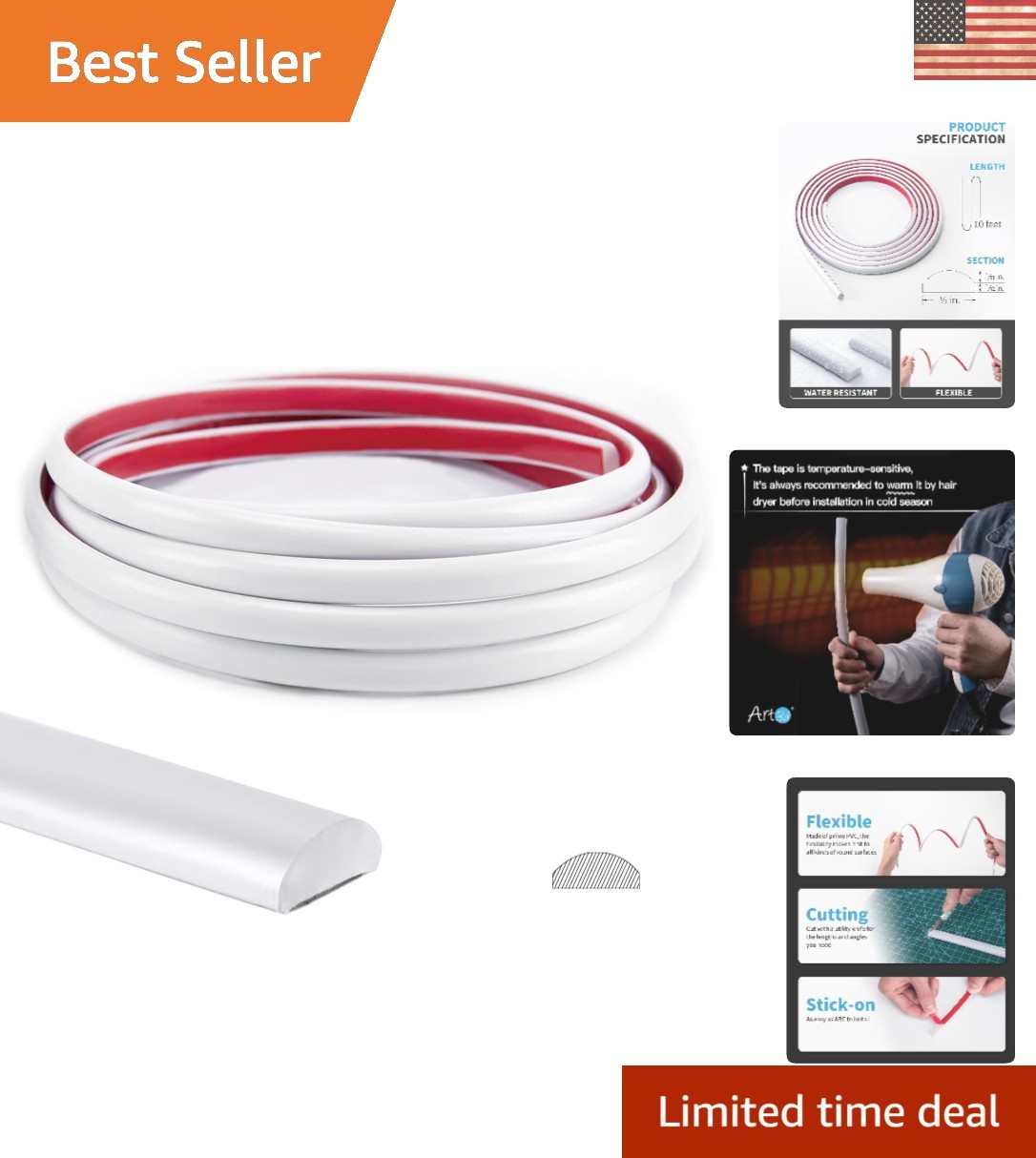 Flexible 10 ft Peel and Stick Tile Edge Trim – No Residue, Easy DIY Application