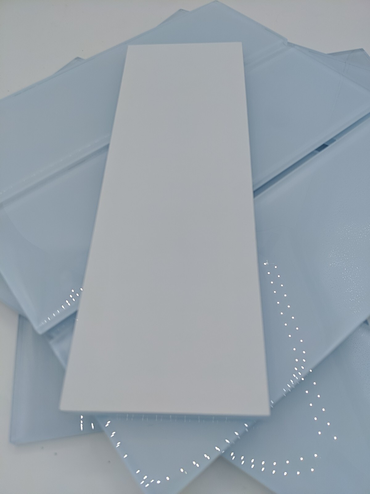 10 Glass Subway Tiles 4″x12″ Light Blue Glossy Backsplash Kitchen/Bathroom