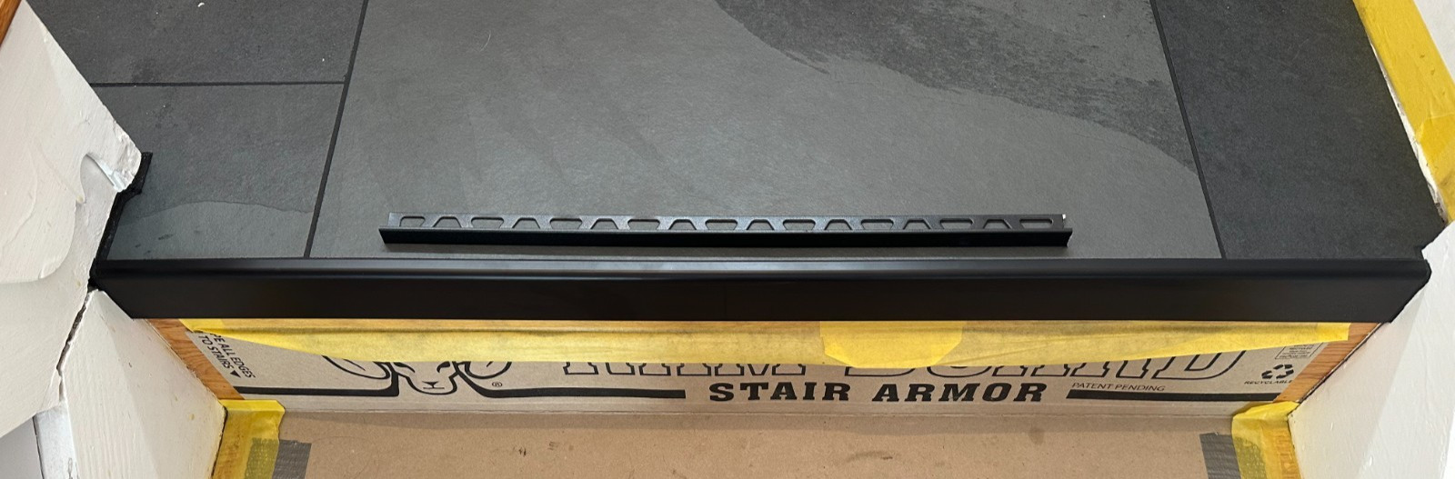 Schluter Rondec Step CUSTOM anodized matte black 34.25″ and 29.75″ (two pieces)