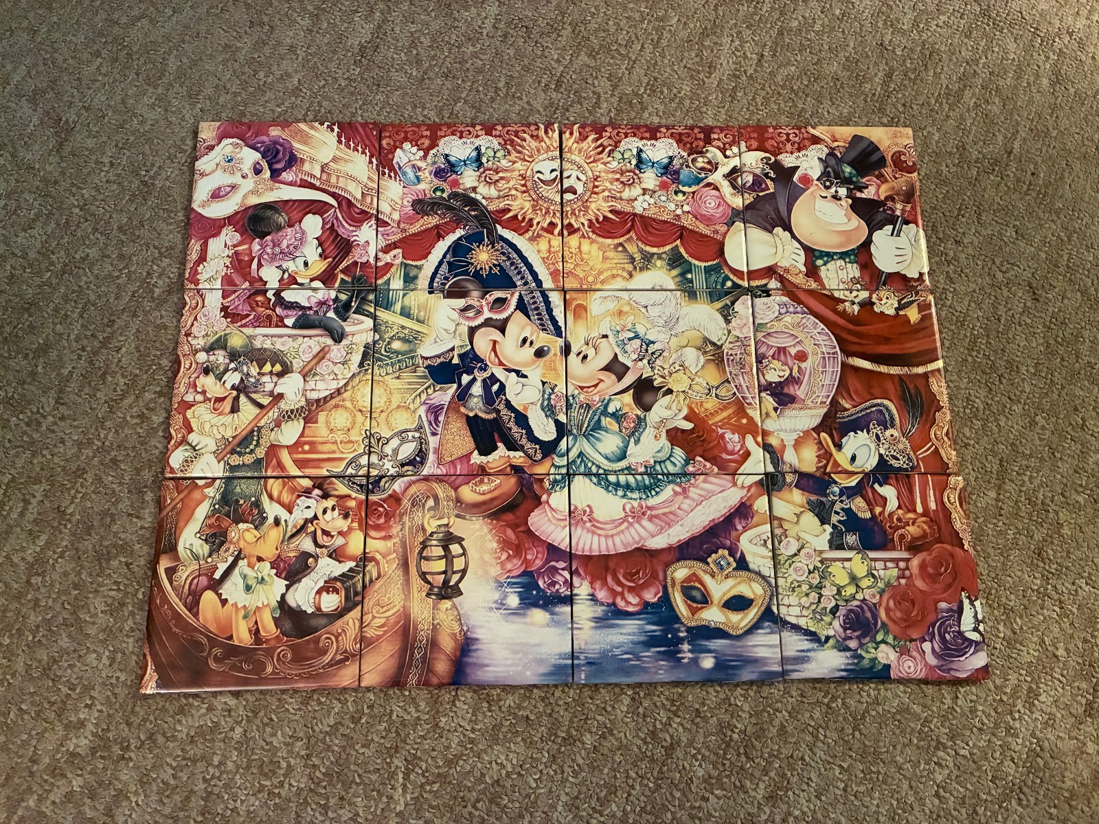 12Pc Ceramic Tile Mural Disney Invitation to Venice Masquerade Ball Carnival