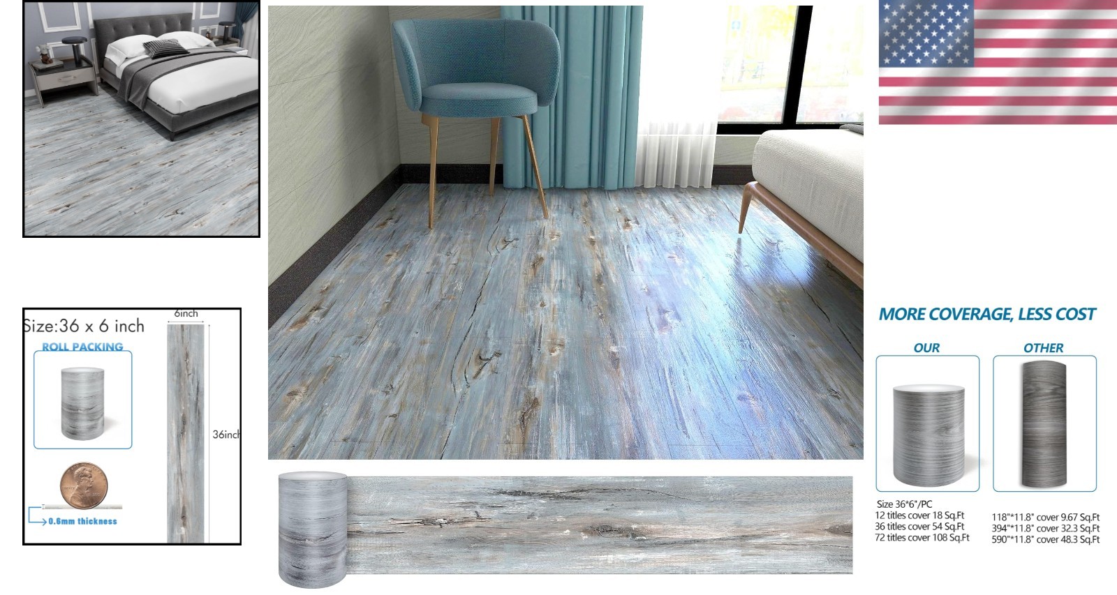 72 Pack Mediterranean Direct-Hit Waterproof Vinyl Flooring – Easy Installation-~