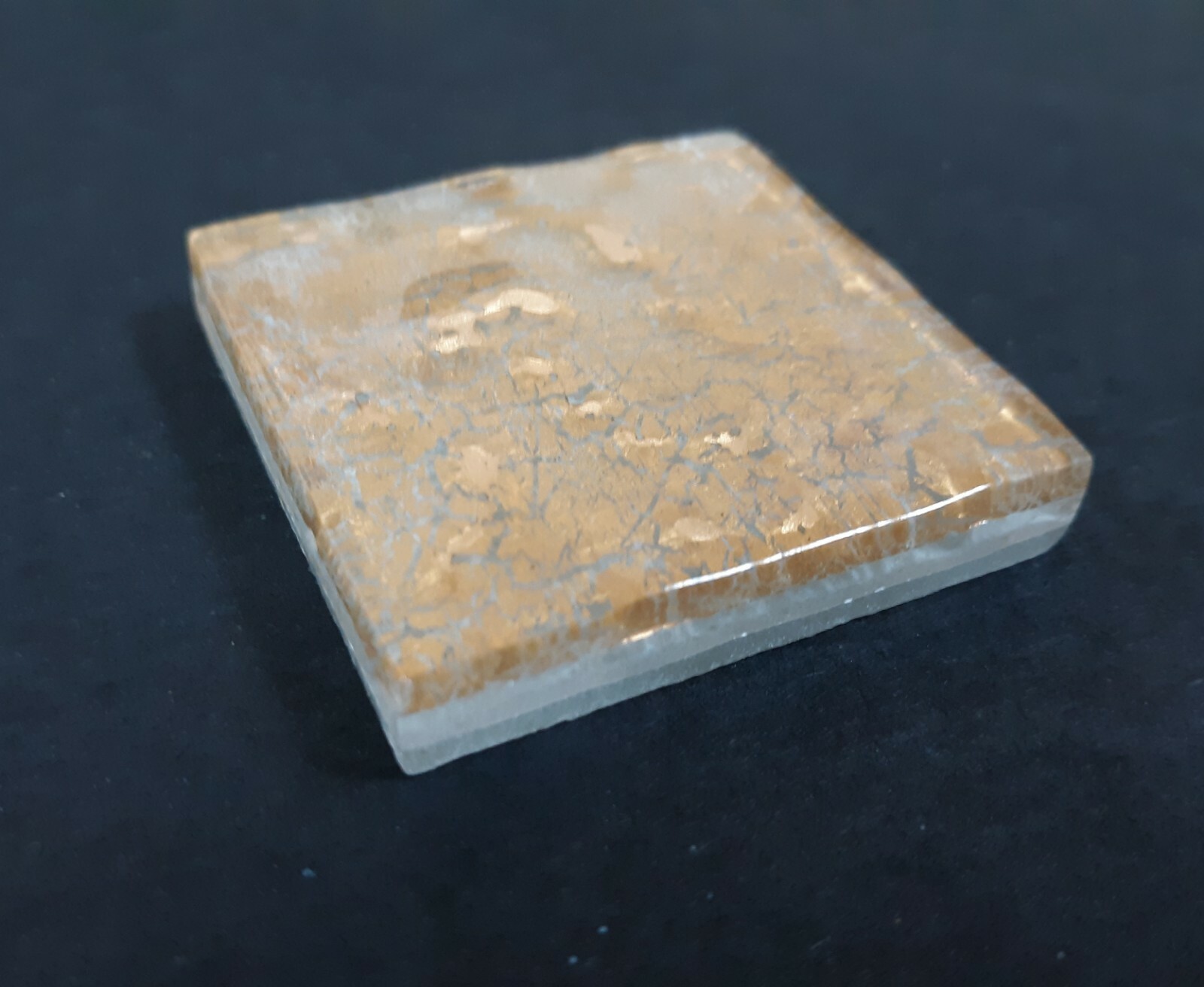 2×2 Italian Metallic Glass Crackled Tile Remodel Sahara Gold color 24 pcs