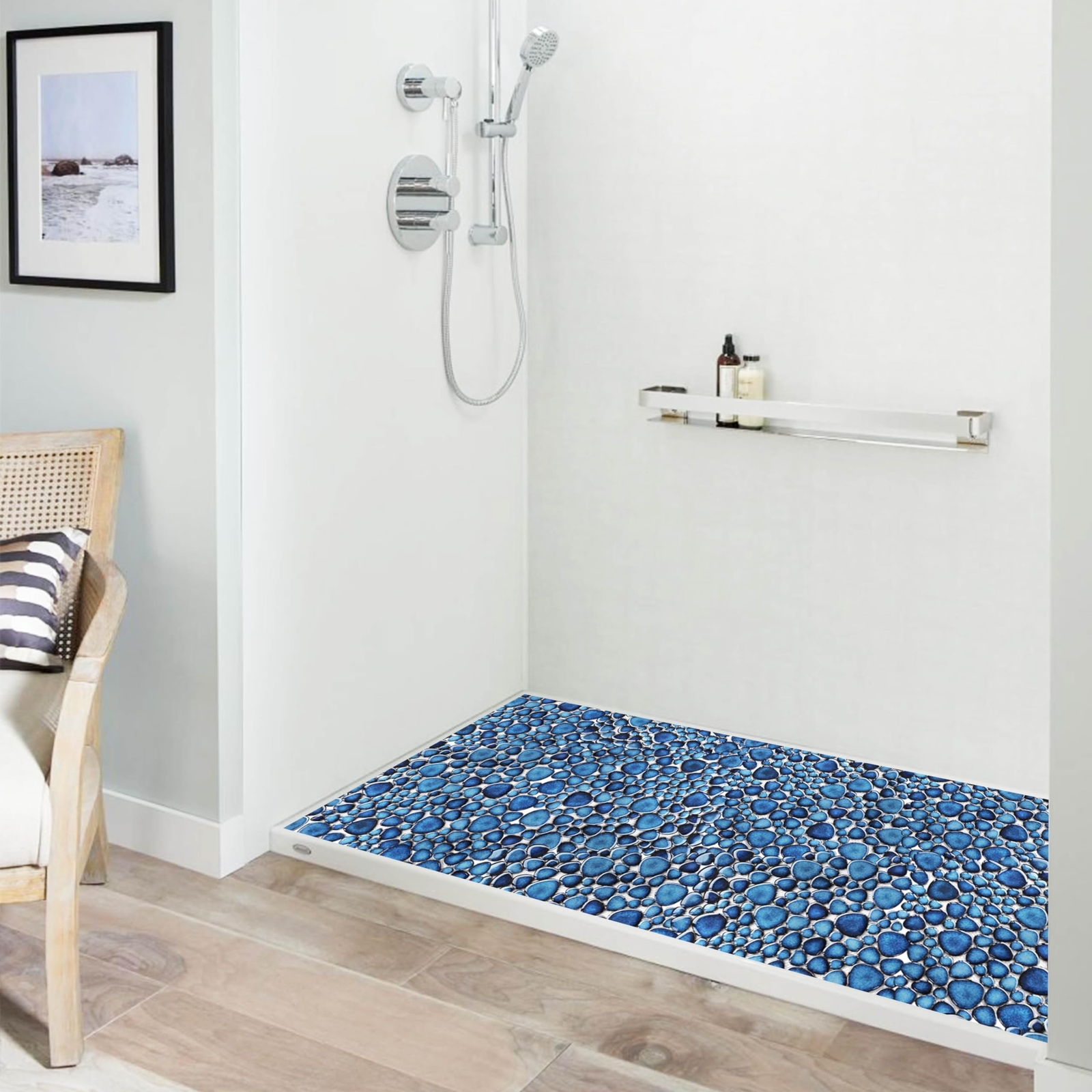Cobalt Blue Pebble Tiles for Shower Floor Bathroom Floor Wall Mosaic Tile [Se…