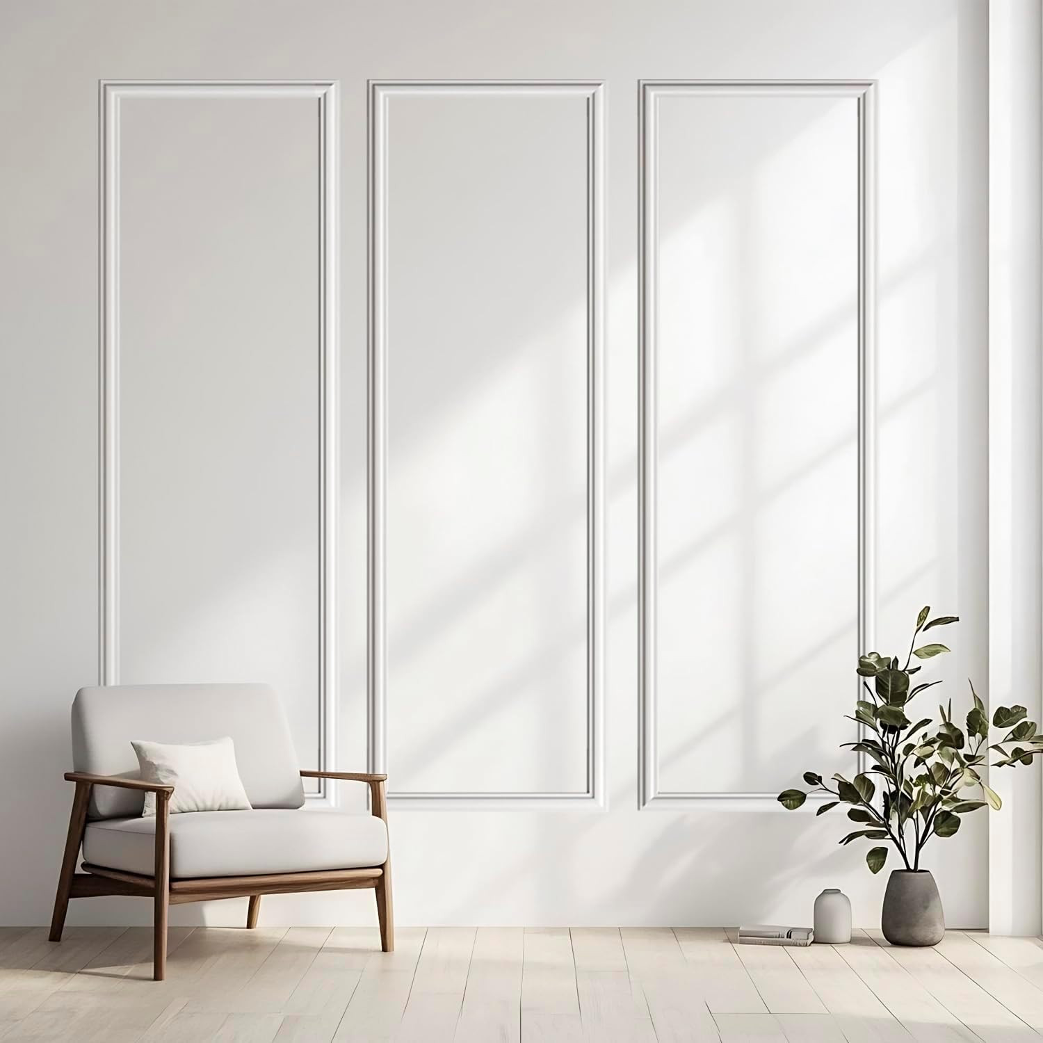 3 Set Peel and Stick Wall Molding Kit, Premade Self Adhesive Wainscoting Panels,