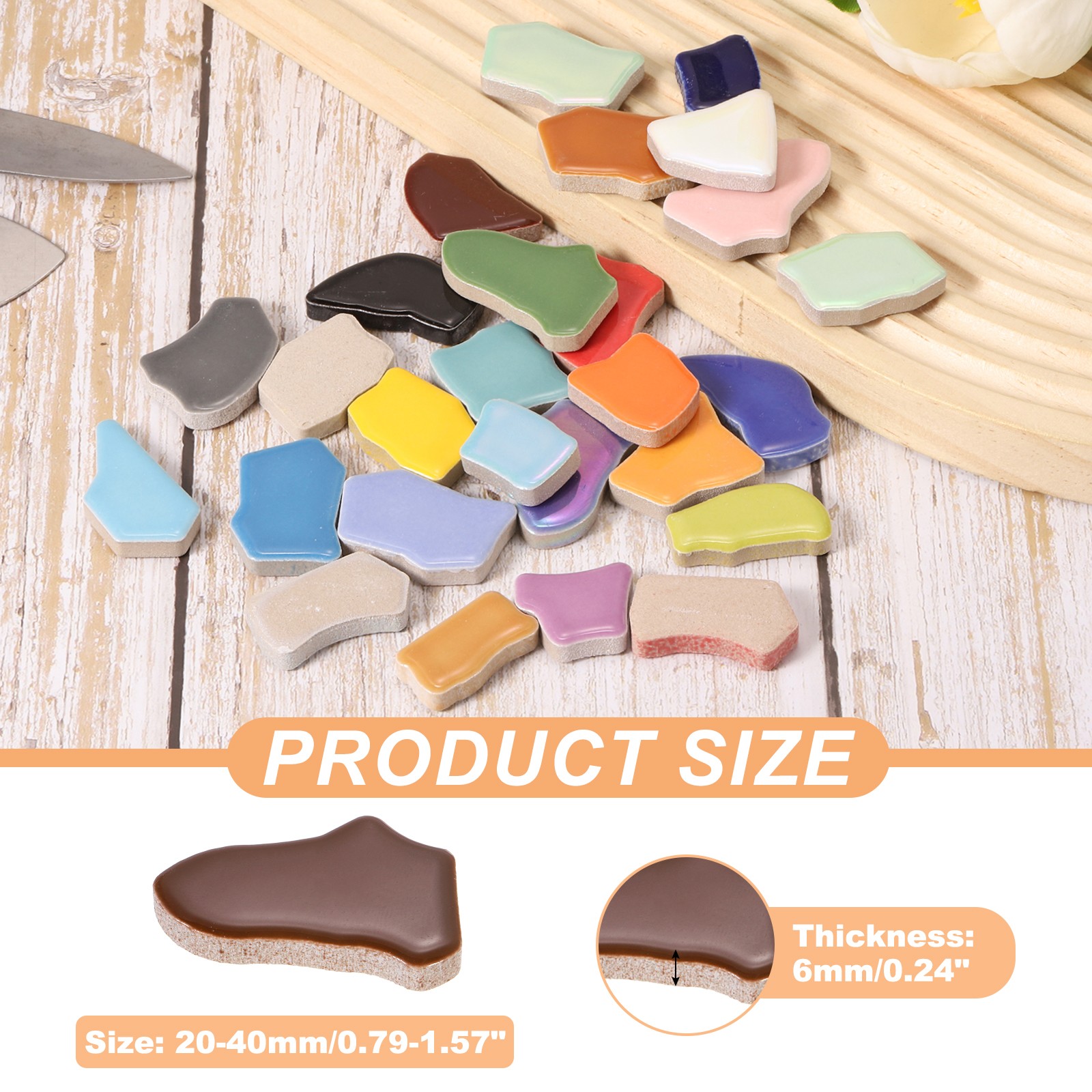 250g/0.55LB Irregular Ceramics Mosaic Tiles Brown Series