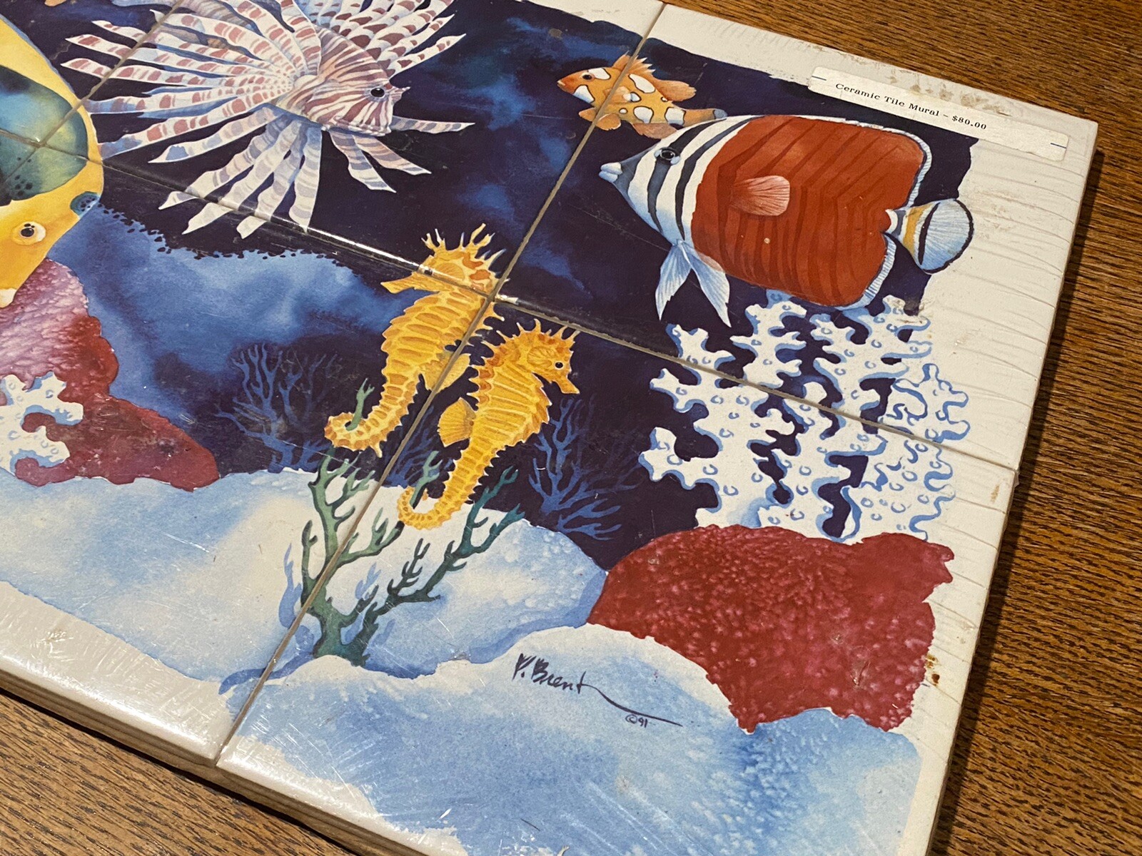 Ocean Sea Coral Reef Fish Scene Ceramic Tile Mural New Sealed Paul Brent 6” Tile