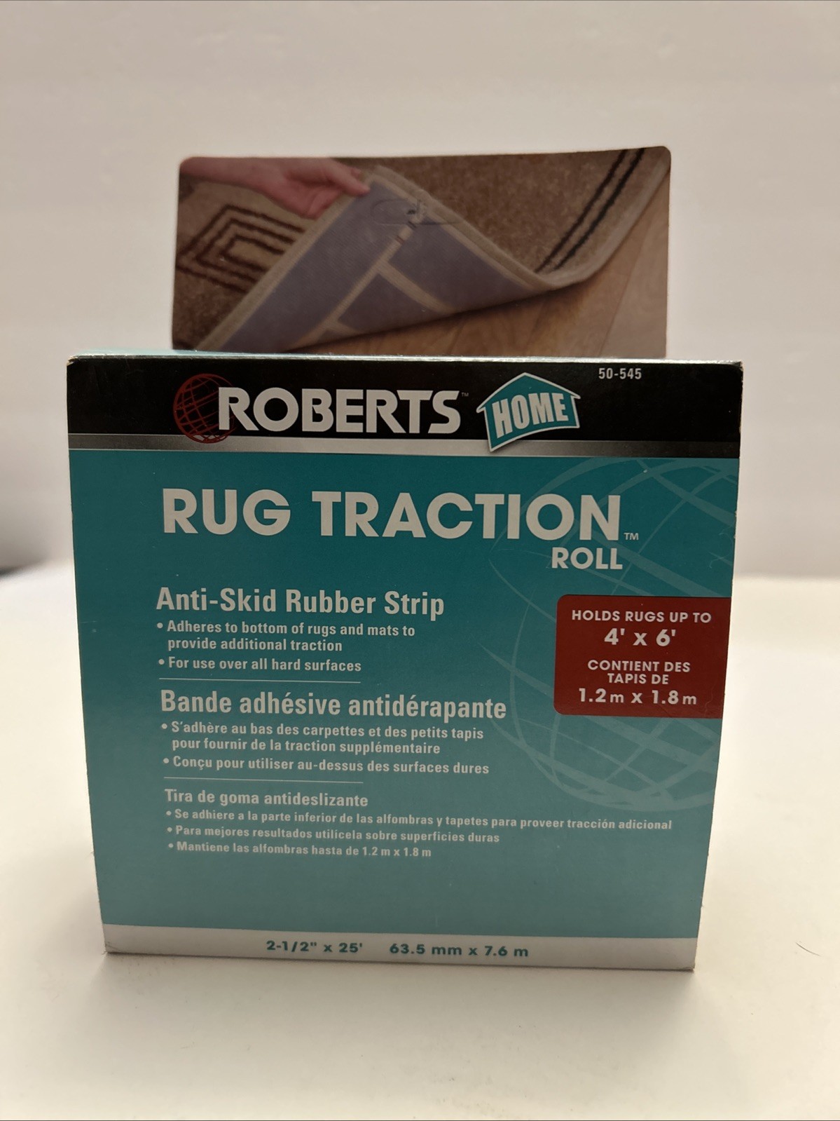 Roberts Home Rug Anti-Skid Rubber Strip , 2 1/2“ X 25 Feet, New Product, Sealed.