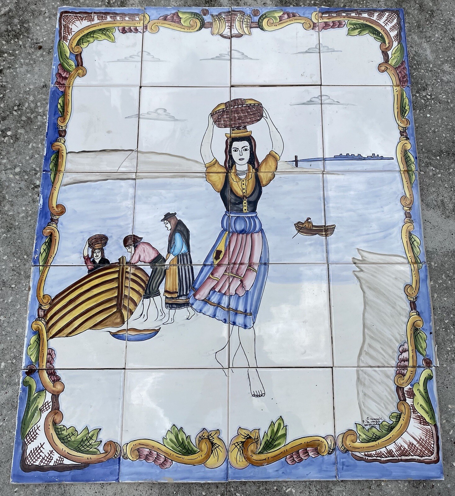 Hand painted Ceramic tile art panel Mosaic wall mural Backsplash 30” X 24” 20T