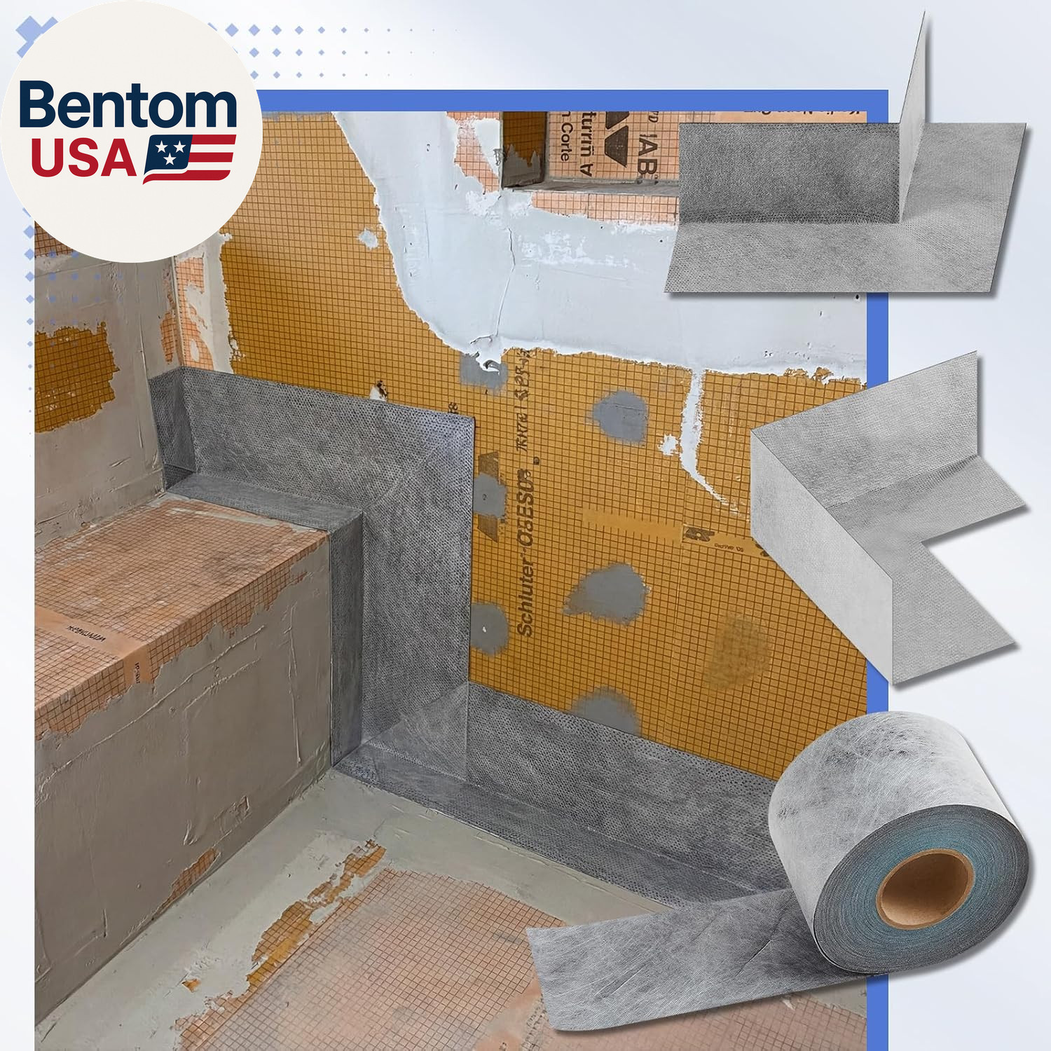 7 Pcs Waterproofing Membrane Kit, 0.42 X 100Ft(42 Sq Ft) Waterproof Membrane Ban