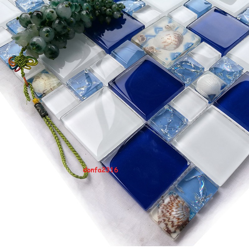 Glass Mosaic Shell Tile Swimming Pool Fish Pond Backsplash Real Sea Decoration
