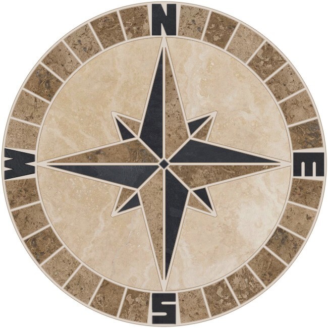 Handmade Tile Mosaic Medallion Mariners Compass Travertine Slate – Many Sizes!