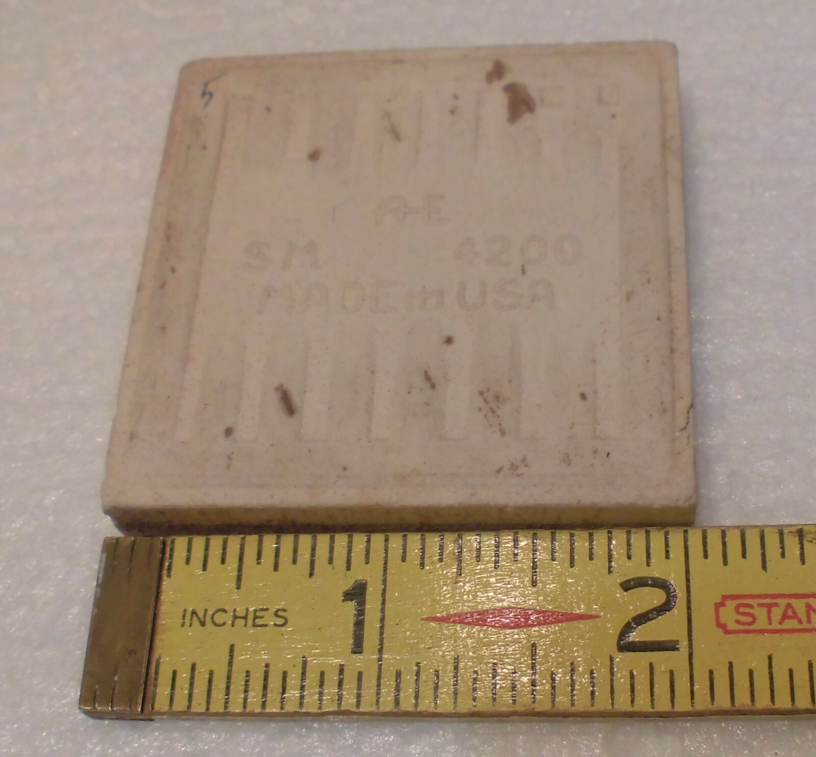 Burgundy 2″ X 2″ X 5/16″ Ceramic Surface Bullnose Inside Corner Tile; 1950’s