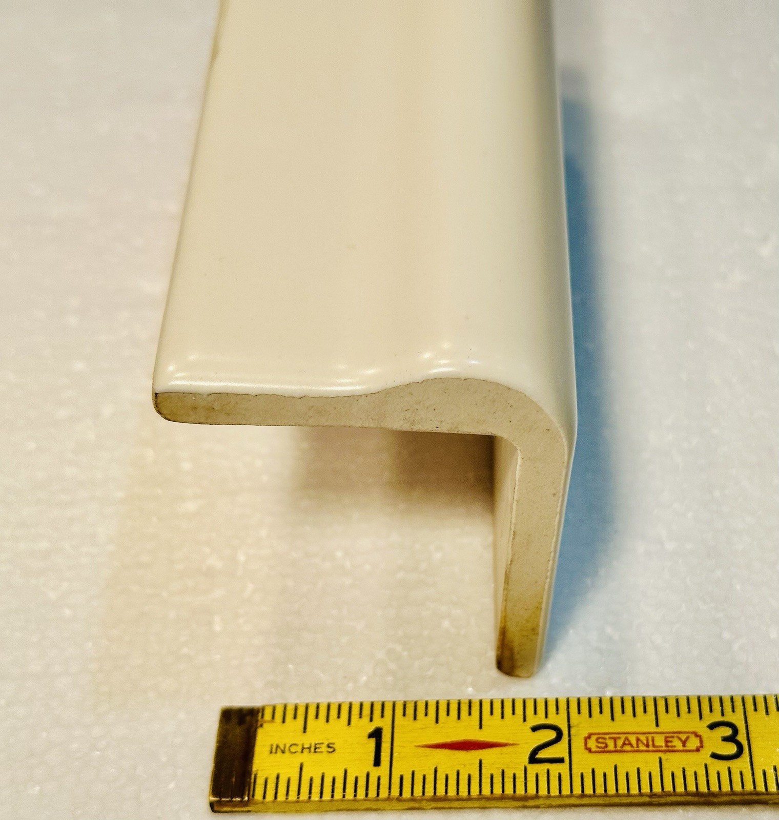 1 pc. Matte Biscuit: V-Cap Ceramic Trim Tile: Counter -Top Edging-Sink Rail, New