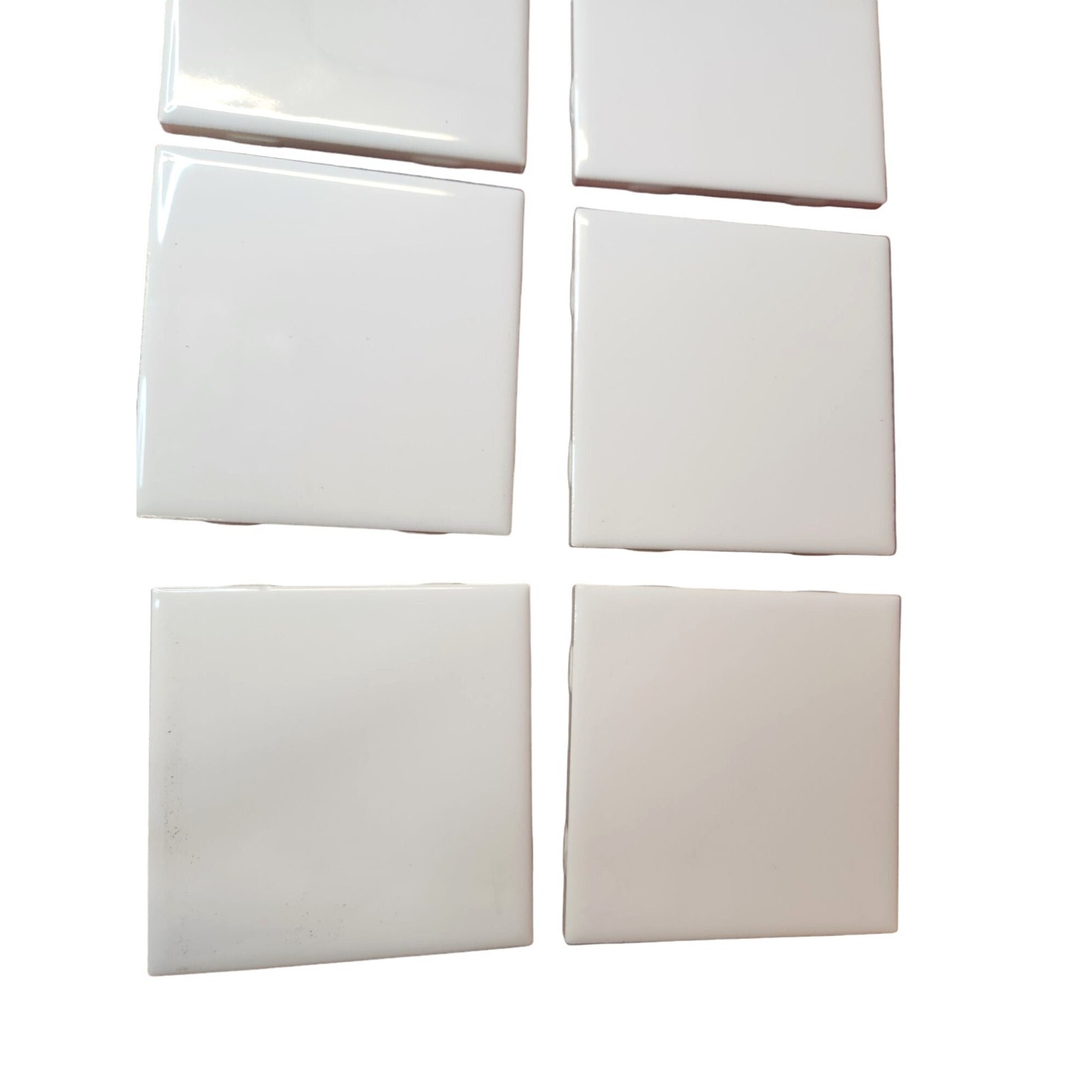 4.25 inch tiles set of 8 White Glazed, Glossy top, Great for crafts or walls.