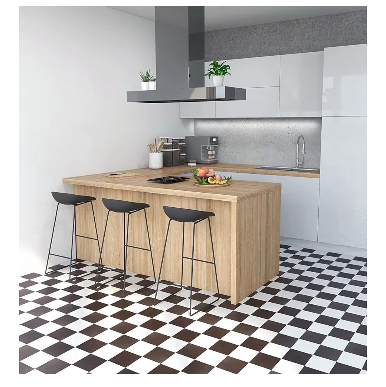 Nexus 12-Inch Vinyl Tile, Solid Black and White, Pack of 20