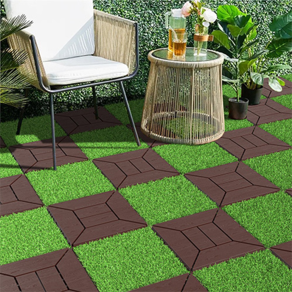 44 Pack 12×12 Interlocking Patio Tiles DIY Deck Floor Tiles Polypropylene Indoor