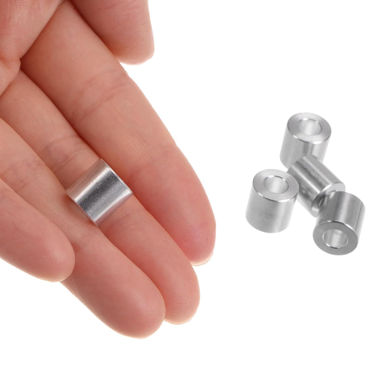 10Pcs Aluminum Spacer 5Mm Bore 10Mm OD, 10Mm Length Screw Standoff Bushing Plain