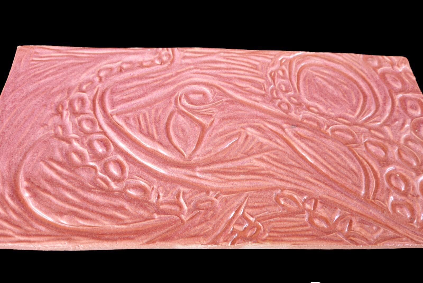 Artistic Octopus Ceramic Tile 10″×5″ Pink Relief Pattern Nautical