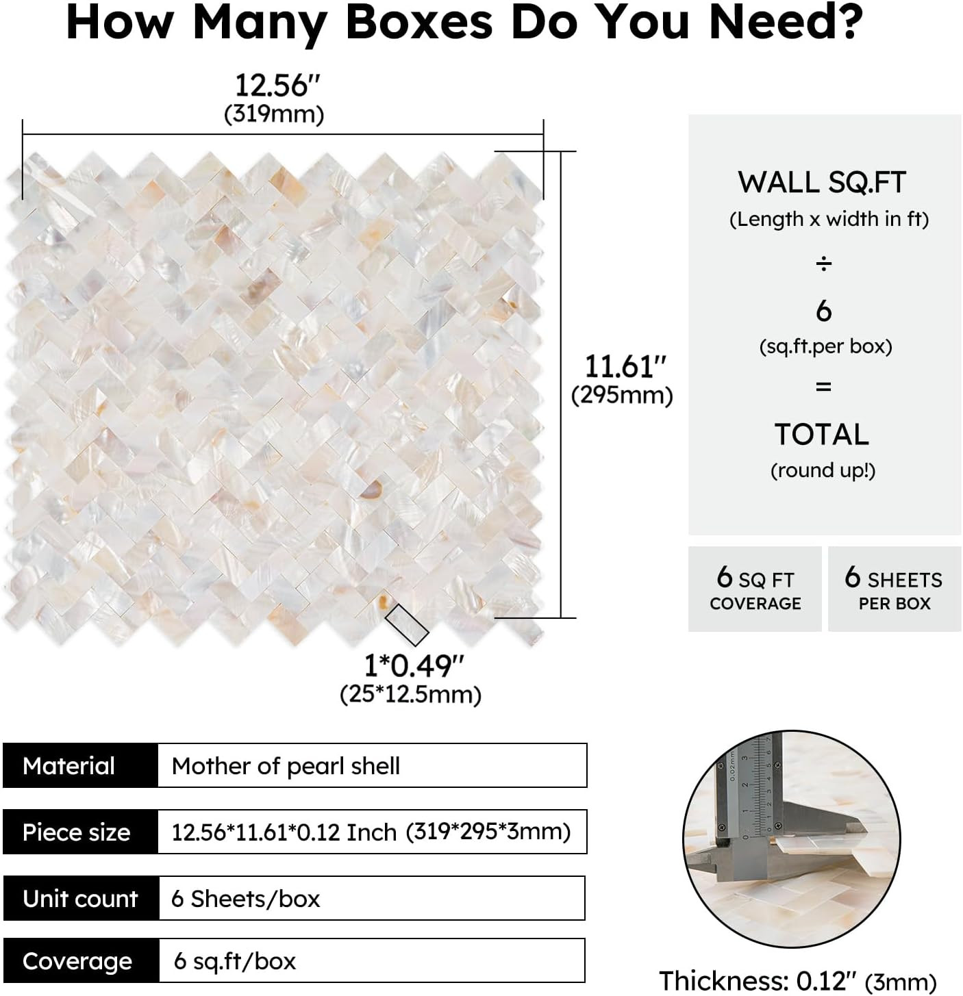 Peel and Stick Herringbone Mother of Pearl Tiles for Kitchen & Bath Decor
