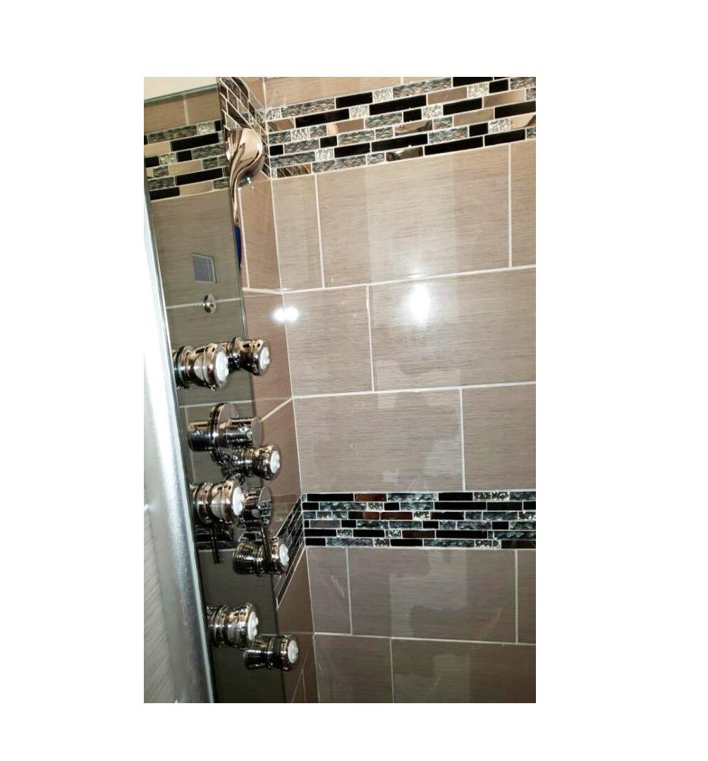 Glass Metal Tiles Art Mosaic Silk Black Crystal Glass Chrome Silver Steel Acc…