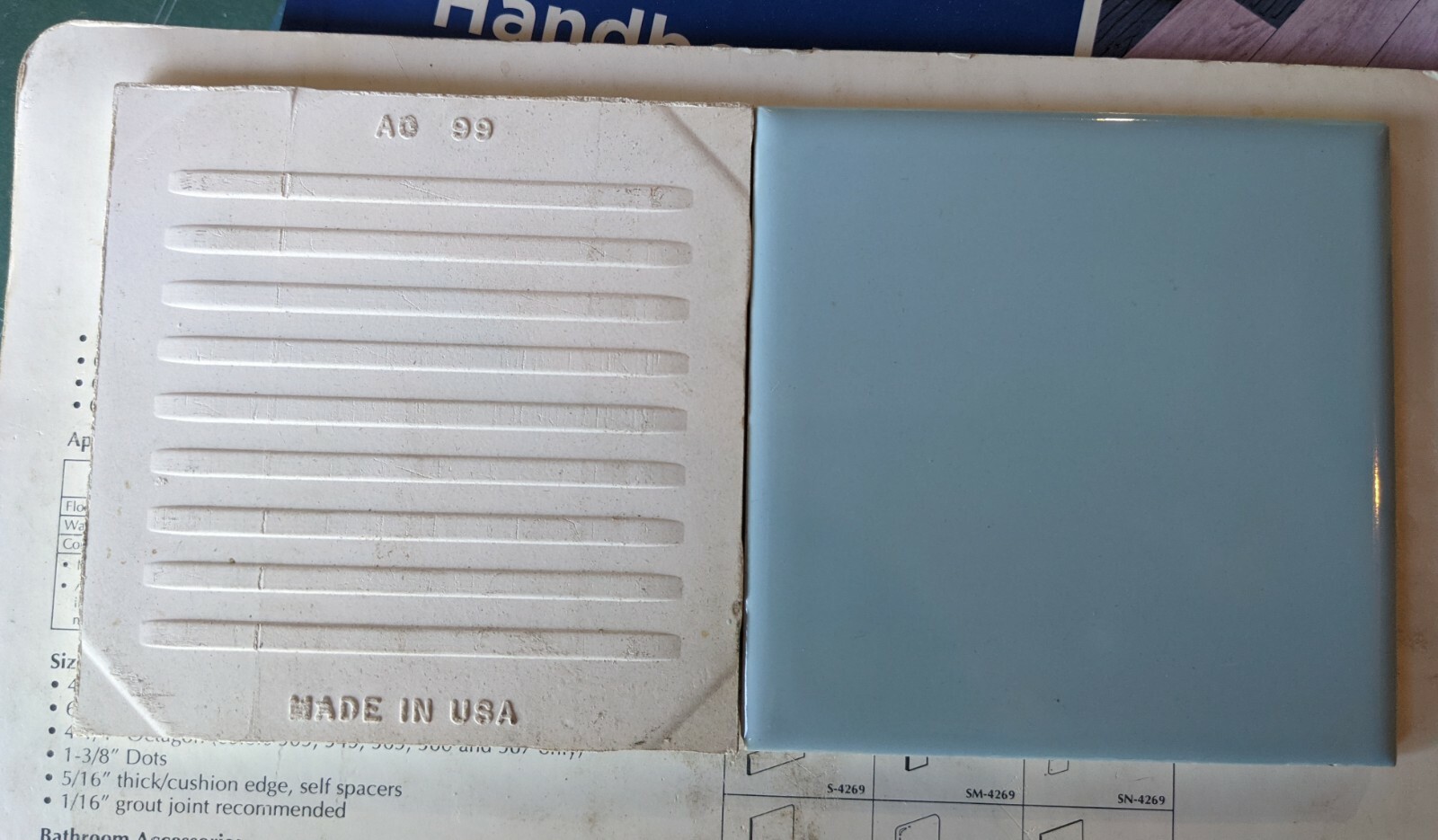2 pcs American Olean Vintage Ceramic Wall Tile 4 1/4″ Pastel Blue NEW Color 18