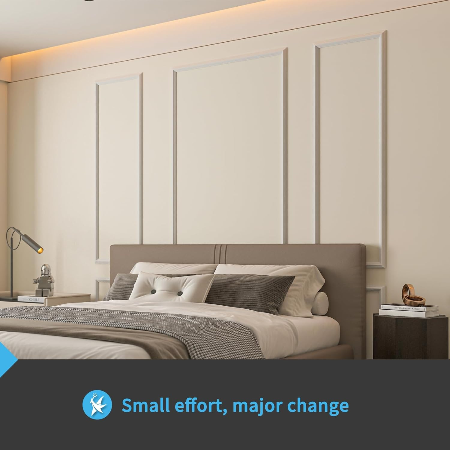 Pre-Cut Wall Molding Set of 6 Pcs, Ready-To-Assemble Wainscoting Panels for Inte