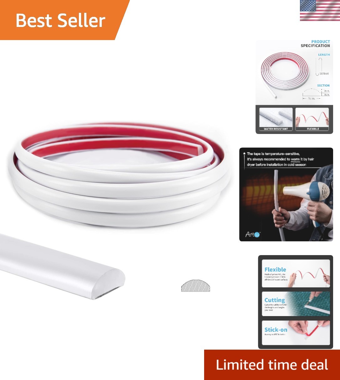 Durable 10 Ft Peel and Stick PVC Tile Edge Trim for Effortless Home Upgrades