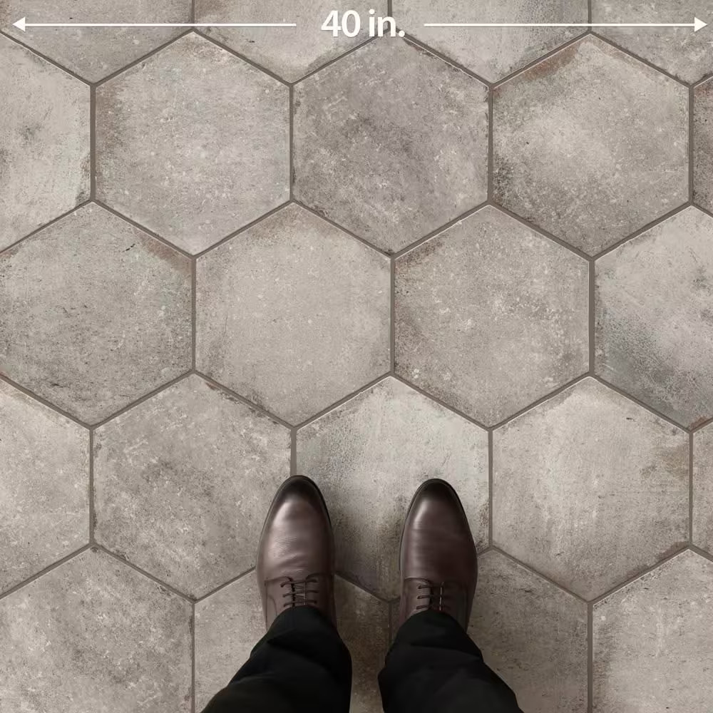 D’Anticatto Hex Grigio 11 In. X 12-3/4 In. Porcelain Floor and Wall Tile (11.25