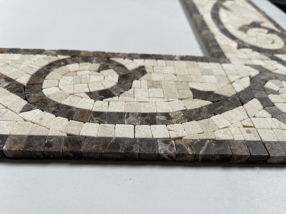 B0018T Marble Mosaic Border Listello Accent Tile Vine Emperador 4×12 Tumbled