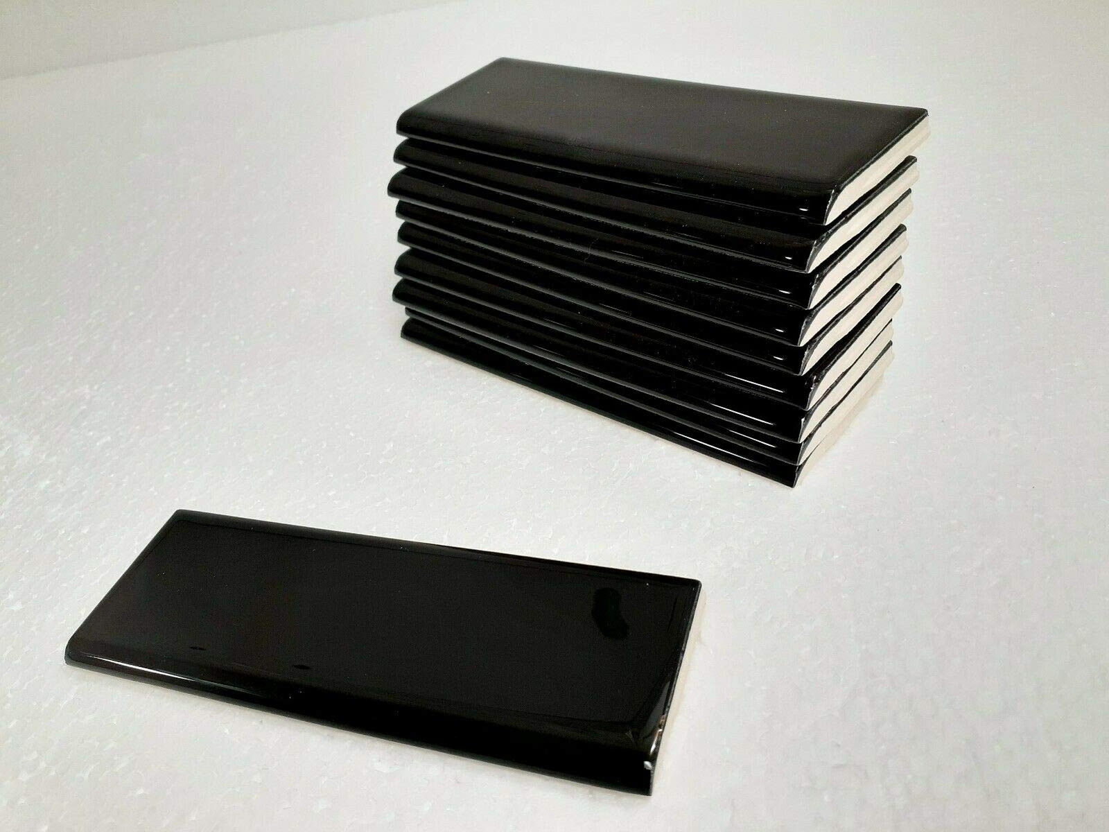Black 2×6 in Ceramic Tile Bullnose Trim Edge 2 x 6 inch American Olean Box 10…