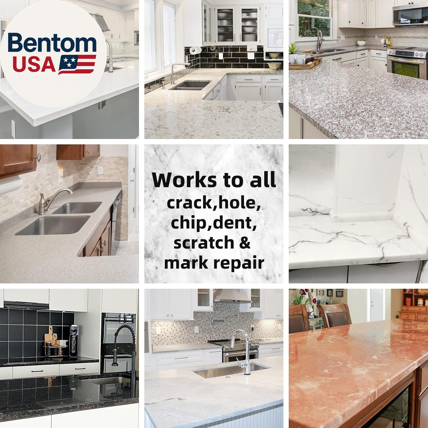 Tile and Granite/Marble Repair Kit, Porcelain Stone and Quartz Countertops Repai