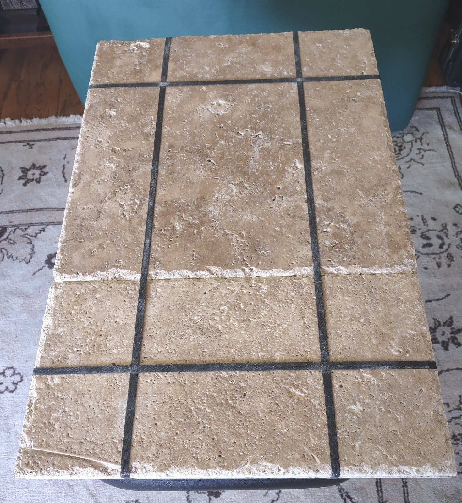 Flooring Tile, Travertine, chiseled, Noce, brushed, 142 square feet