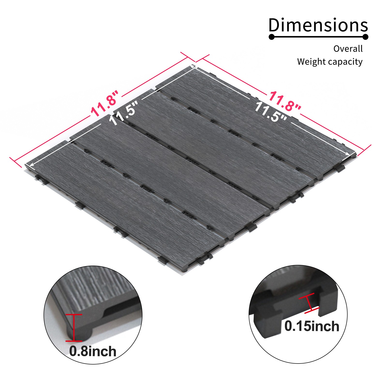 DIY interlocking deck tiles for wood-plastic composite patio decks